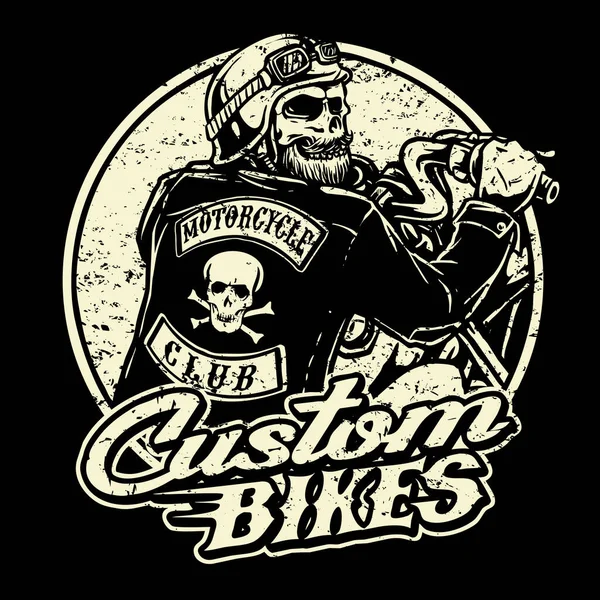 Totenkopf Biker Abzeichen Vektor Design — Stockvektor