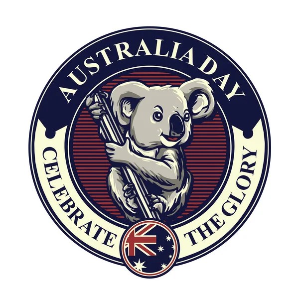 Mascotte Koala Pour Badge Vectoriel Australien Jour — Image vectorielle