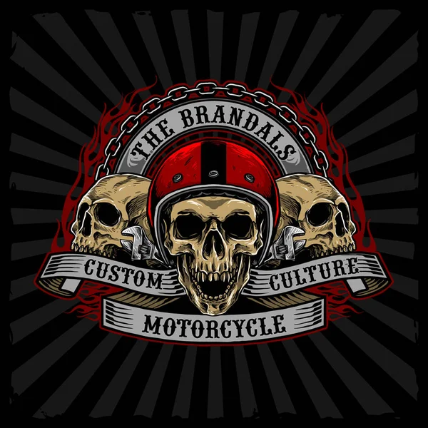 Skull Bikers Badge Vector Design — Stock Vector