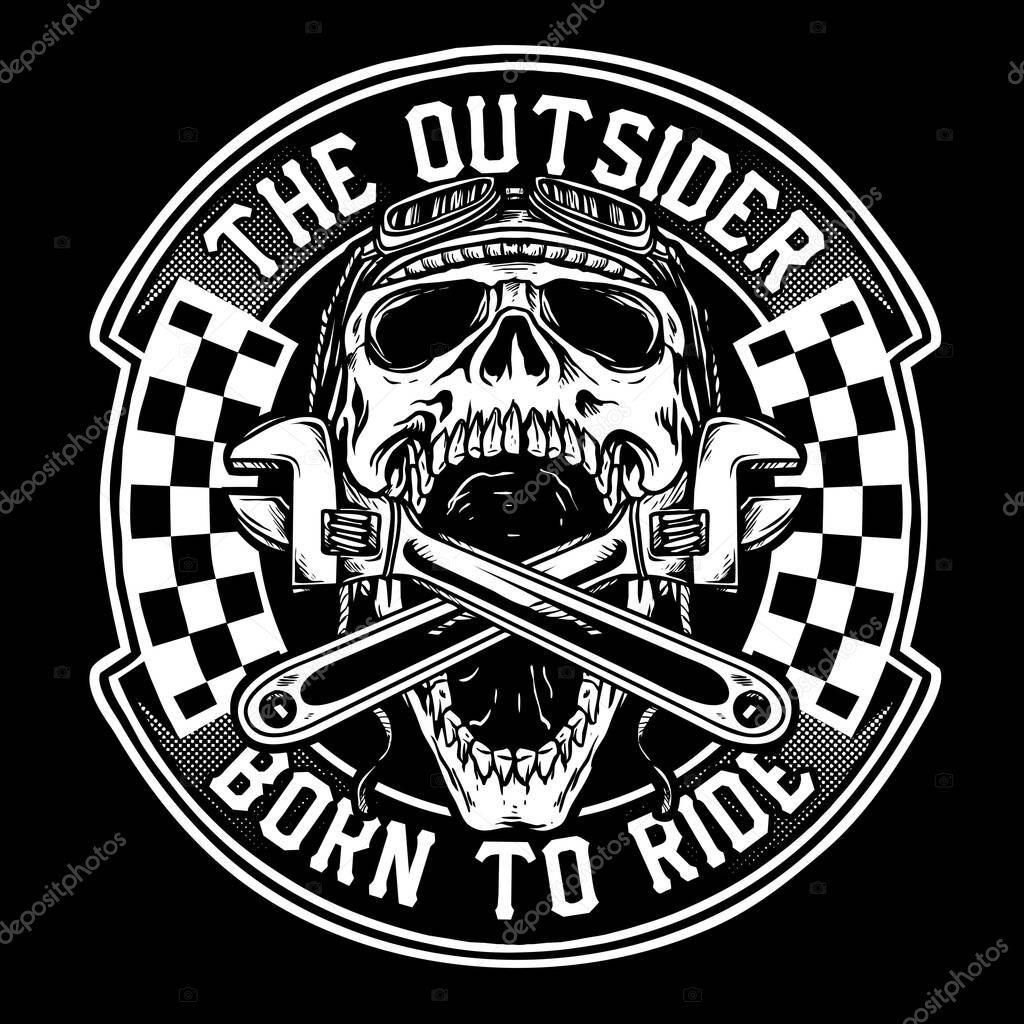 skull bikers badge vector design
