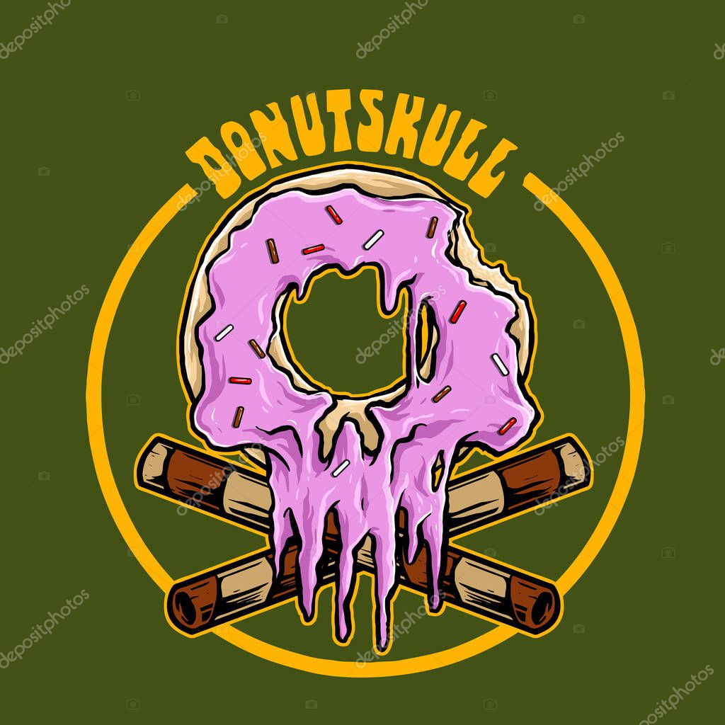 Vector of donuts with skull topping creamy