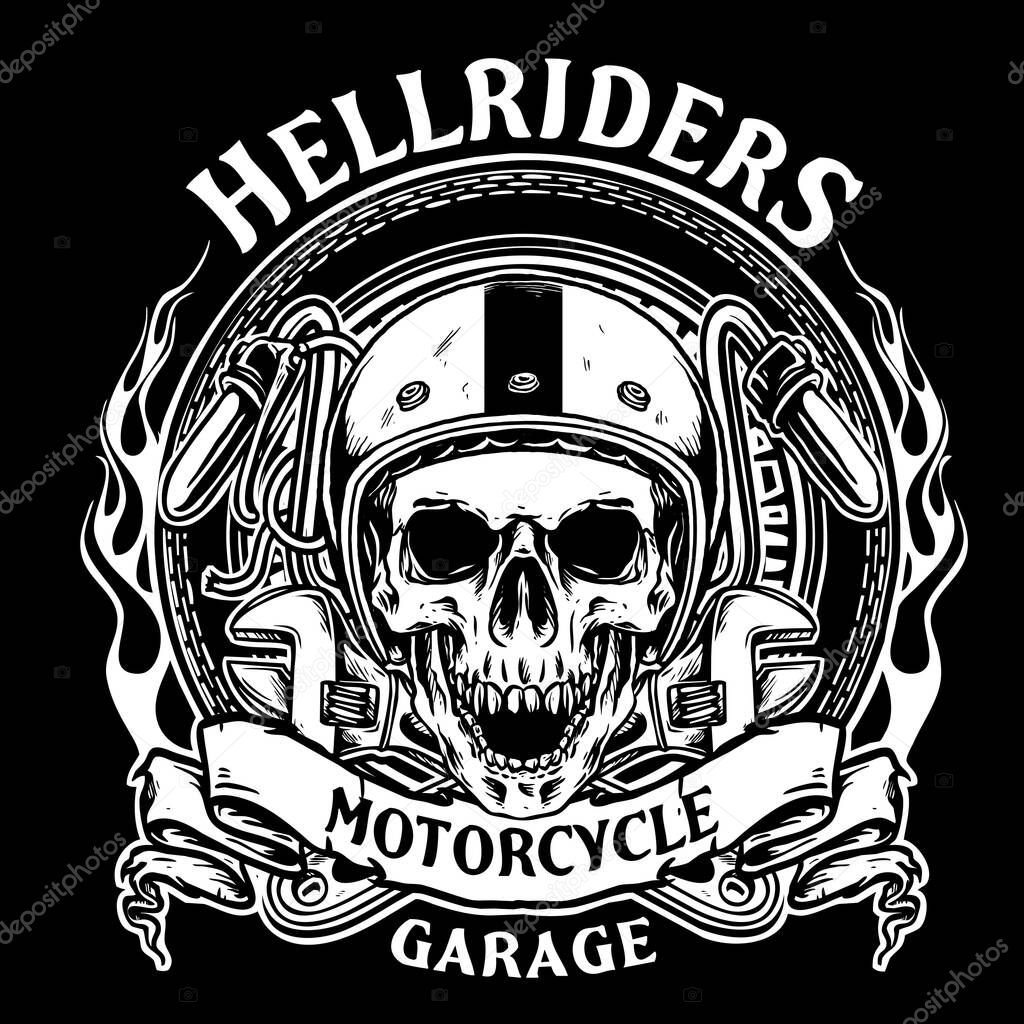 skull bikers badge vector design