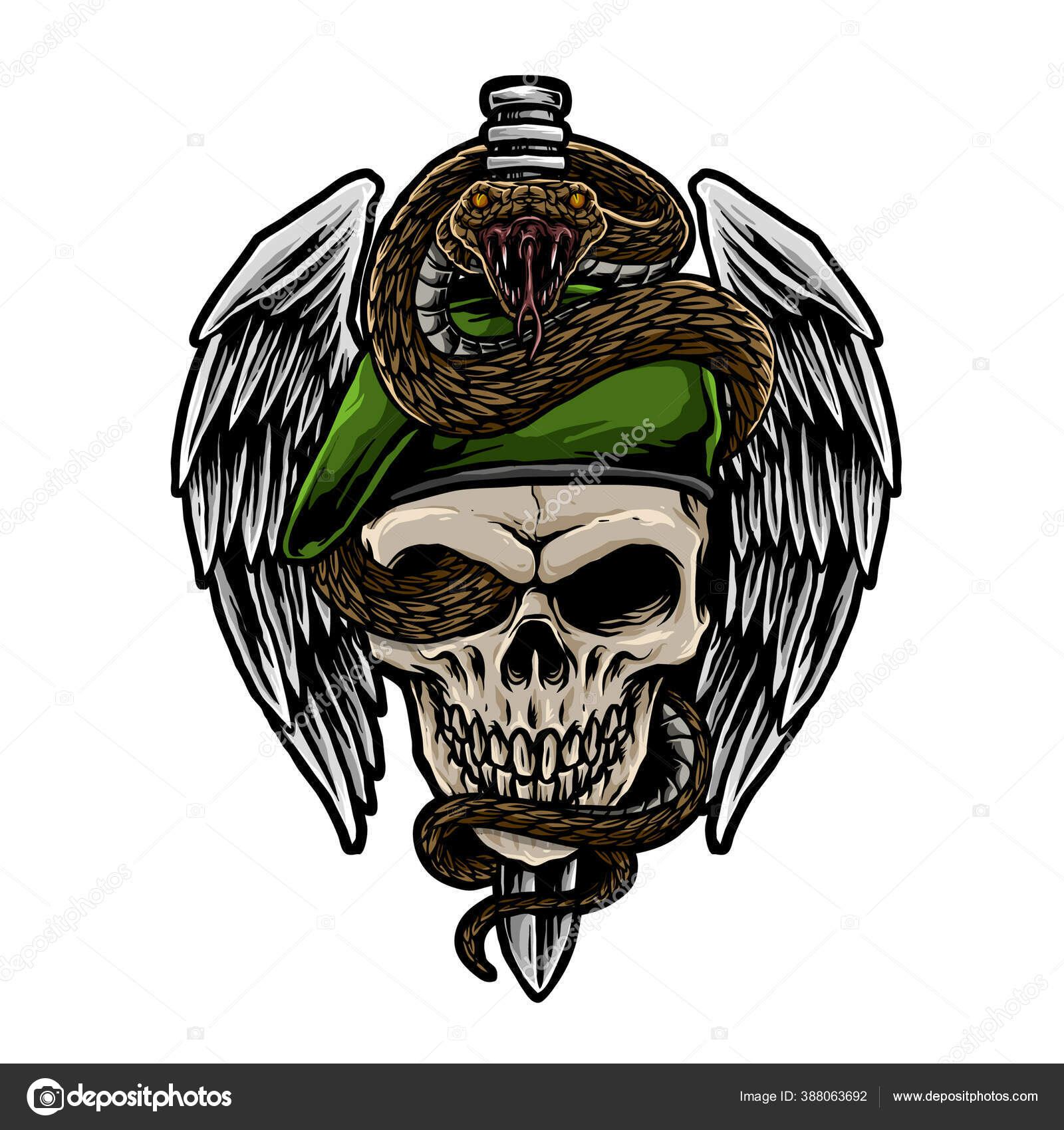 Skull green beret - векторные изображения, Skull green beret картинки |  Depositphotos