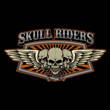 Kafatası kanat rozet amblemi vektörü