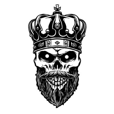 taç vektör tasarımlı kral kafatası