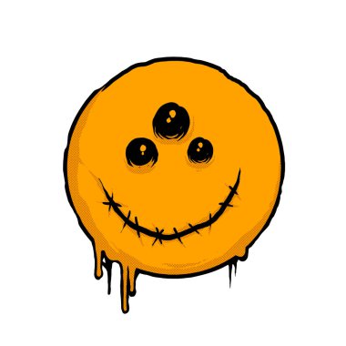 Korkunç gülen yüz ifadesi vektör çizimi