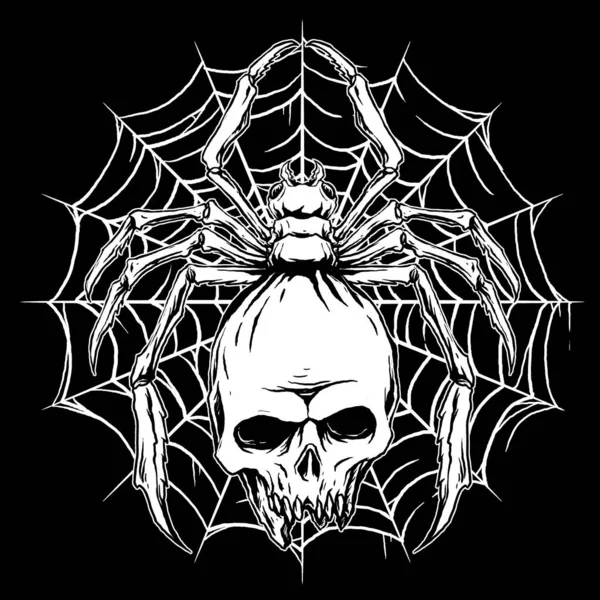 Vektor Der Spinne Mit Totenkopf Illustration — Stockvektor