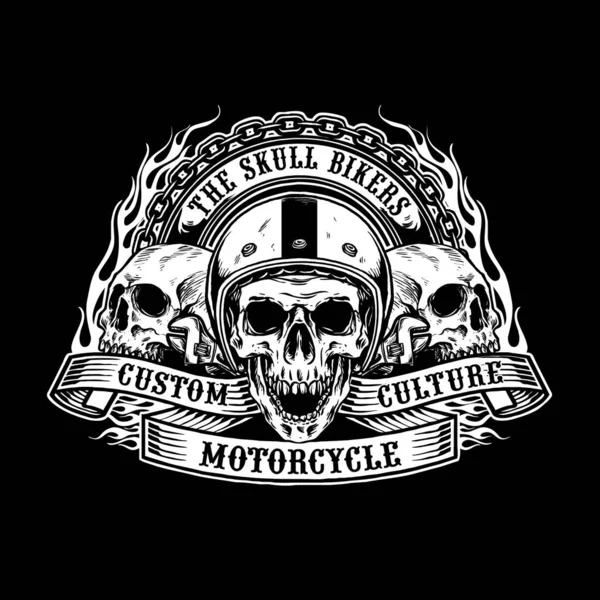 Casco Calaveras Motorista Vector Diseño — Vector de stock