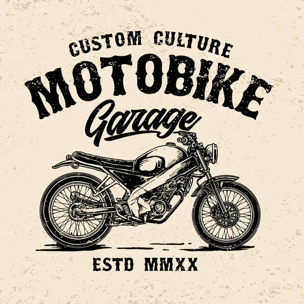Vetor Garagem Motocicleta Vintage Personalizado — Vetor de Stock