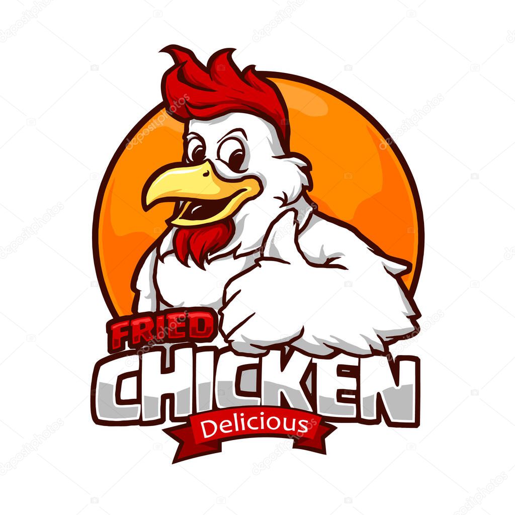 chicken mascot for junk food restaurant logo vector