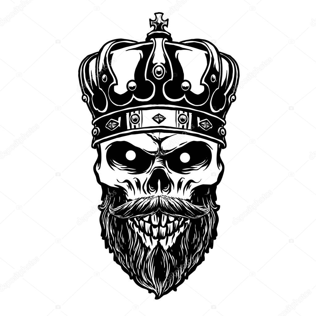 king skull with crown vector design