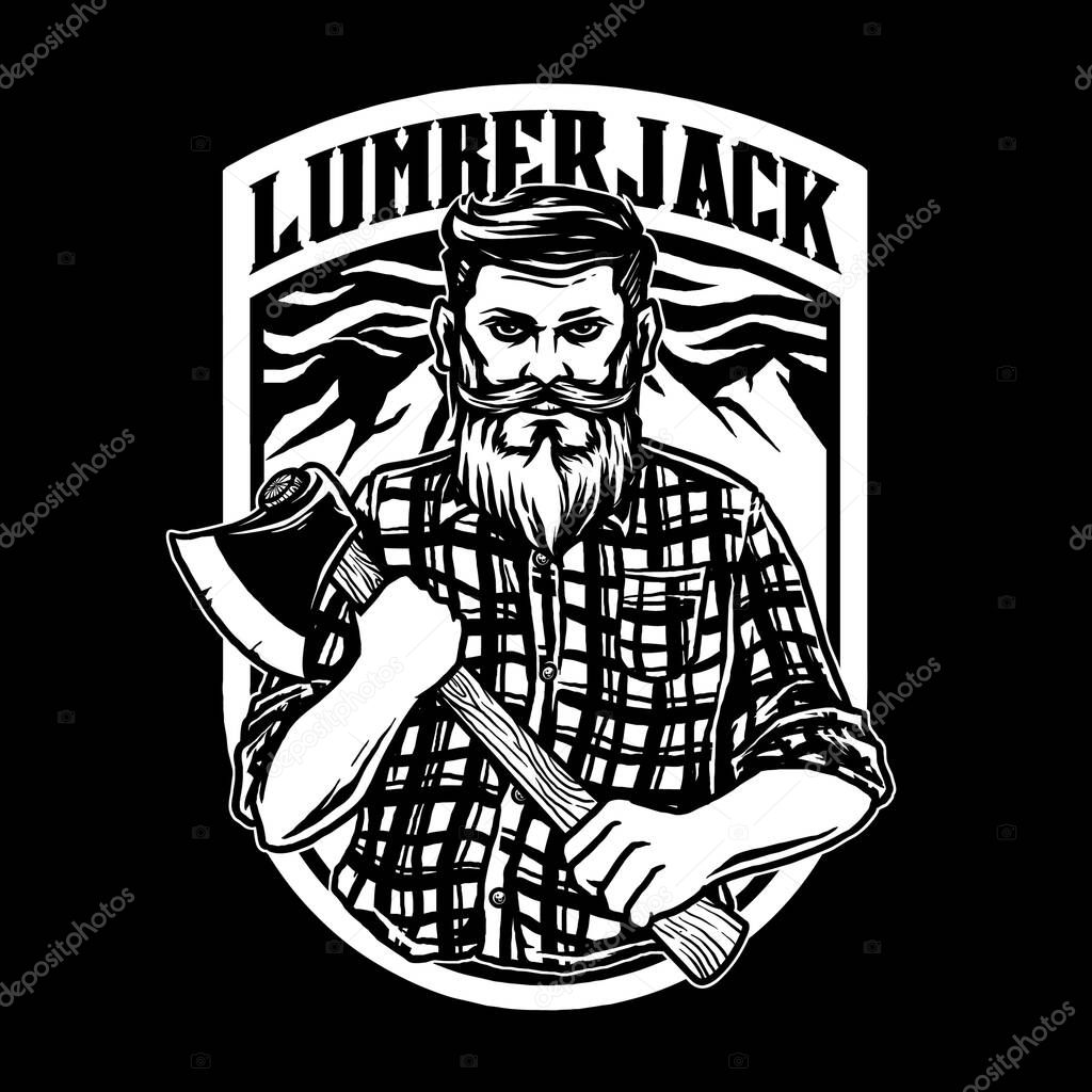 Vector of lumberjack man with axe illustration