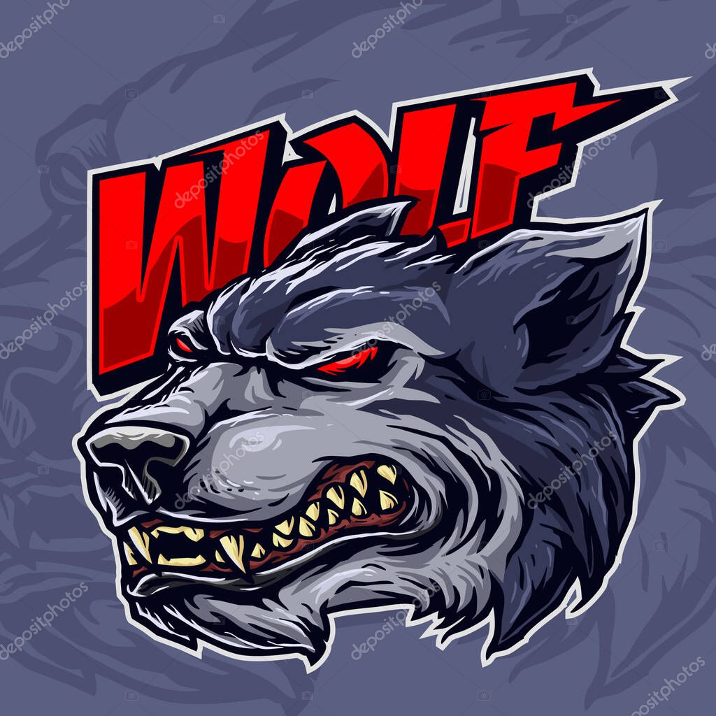 Vector of grin wolf mascot design