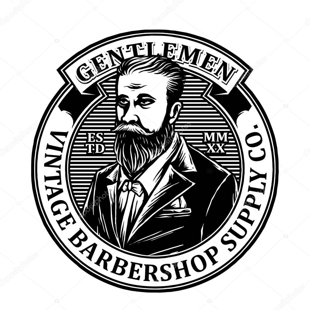 Vector of vintage barbershop emblem logo