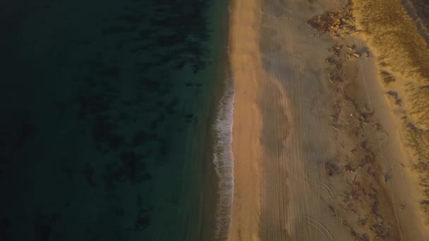 Top Down Luchtfoto van Leeg Zandstrand in Baja California, Cabo San Lucas, Mexico — Stockvideo
