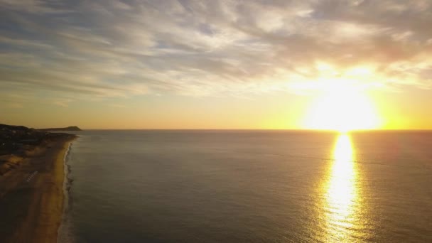 Cabo üzerinde Günbatımı San Lucas, Meksika, El Faro Sahili ve Güneş Işığı Yansıması — Stok video