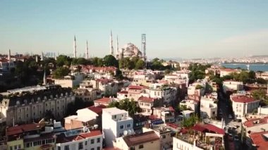 İstanbul, Türkiye, Mavi Cami 'ye Havadan Bakış ve Boğaz Kenti