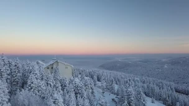 Vista aérea da floresta coberta de neve em Uludag Ski Resort, província de Bursa, Turquia — Vídeo de Stock