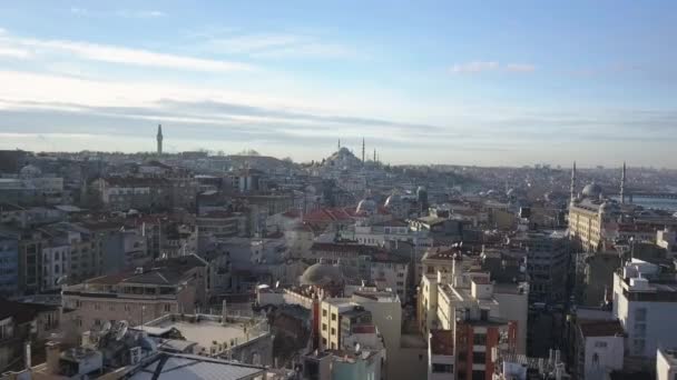 Istanbul Turkey Cityscape. Letecký pohled na obytné budovy a modrou mešitu — Stock video