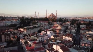 İstanbul, Dusk 'taki Mavi Cami. Sunset Sunlight 'ta Simgelerin Havası