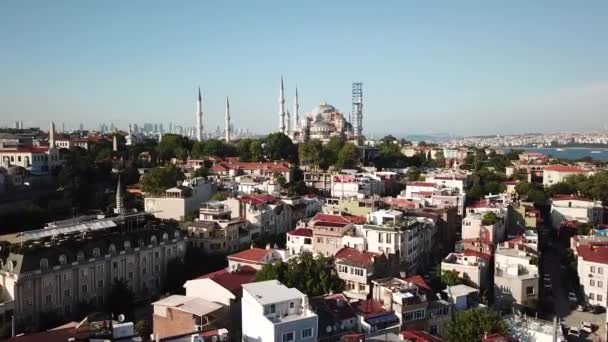 Sultan Ahmet Camii 'nin havadan görünüşü, nam-ı diğer Mavi Cami, İstanbul Türkiye — Stok video