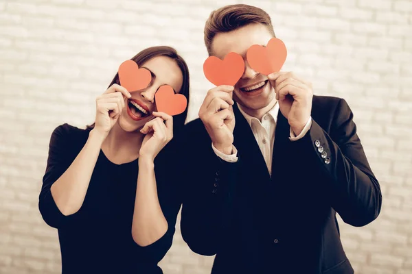 Schönes Paar Zusammen Valentinstag Lieben Einander Romantische Ferien Sweetheart Feier — Stockfoto