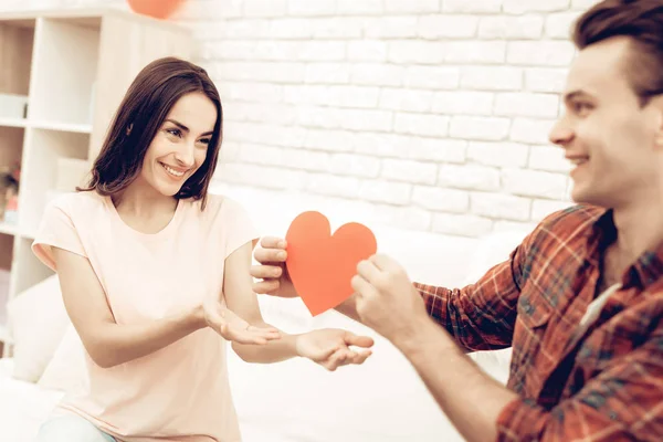 Beautiful Couple Together Valentine Day Love Each Other Romantic Holiday — Stock Photo, Image