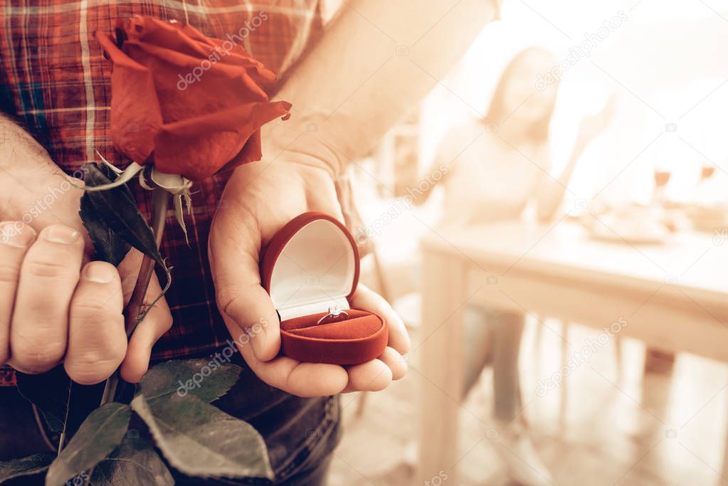 Guy Gives A Ring To Girlfriend On Valentine's Day.