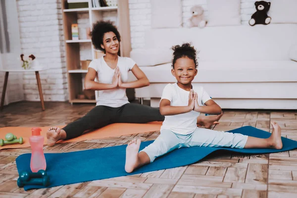 Mom with Young Girl Work and Twine. Happy Day with Mother. Dumbbells with Little Girl. Yoga with Heppy and Health Girl. Studio with Health People. Creative Girl and Mother. Happy Time with Family.