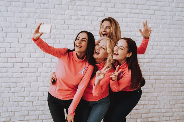 Zdraví Lidé Foto Studio Podporovat Všechny Lidi Kavkazský Dívky Selfie — Stock fotografie