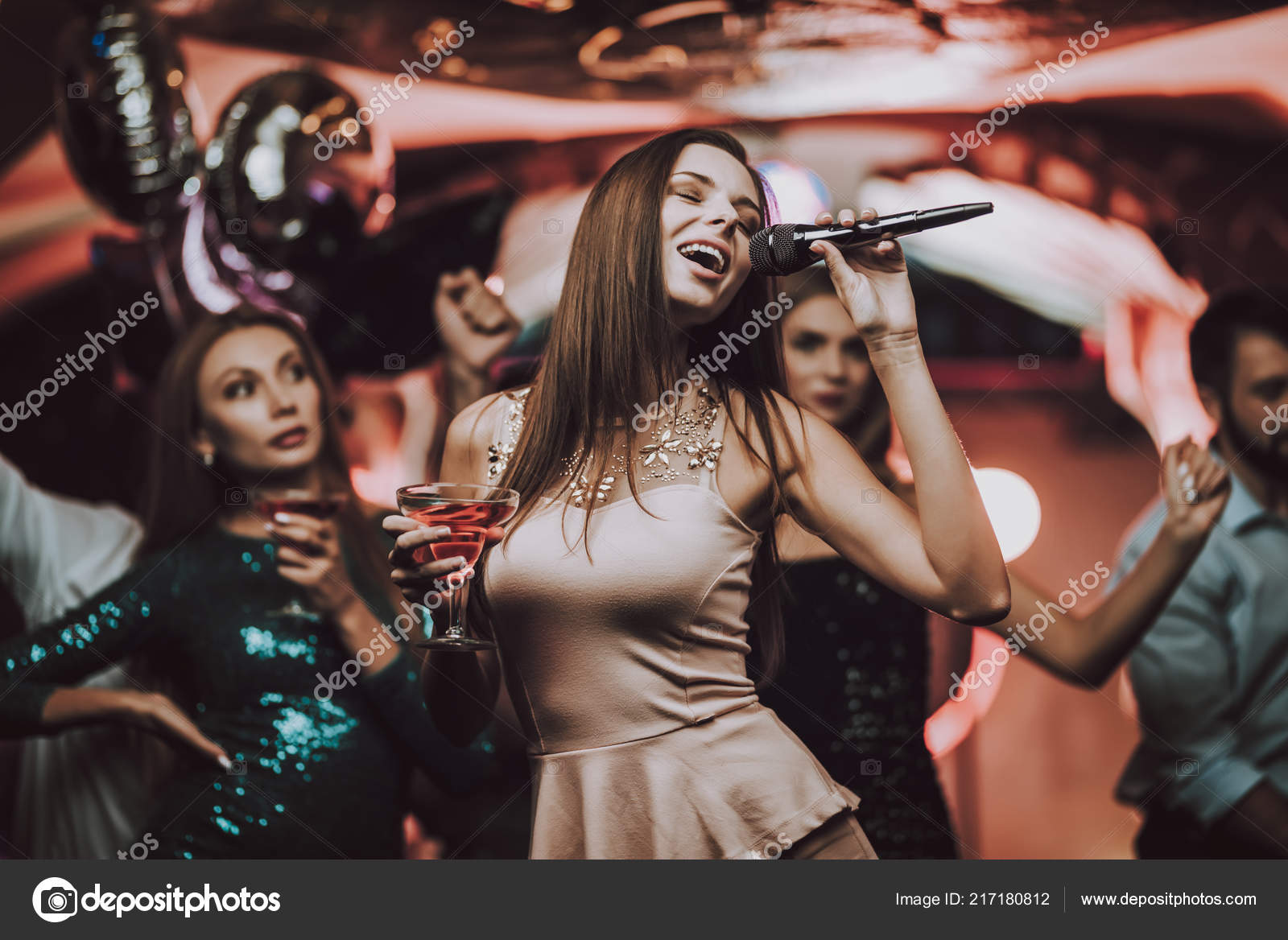 Sing Drink Young People Karaoke Club Dancing People Great Mood Stock Photo  by ©vadimphoto1@ 217180812