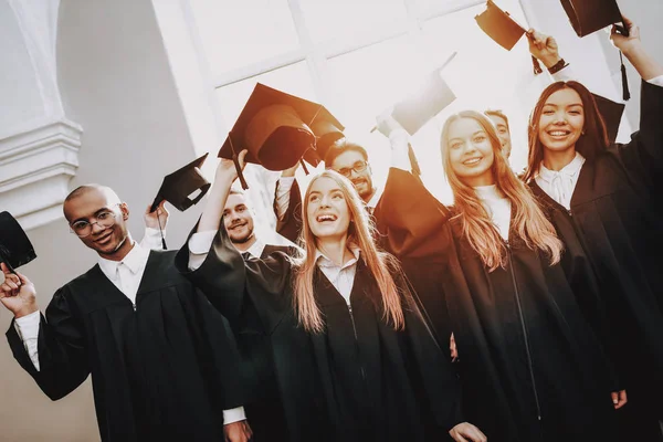 Cap Best Friends Finish Studies Architecture University Group Young People — Stock Photo, Image
