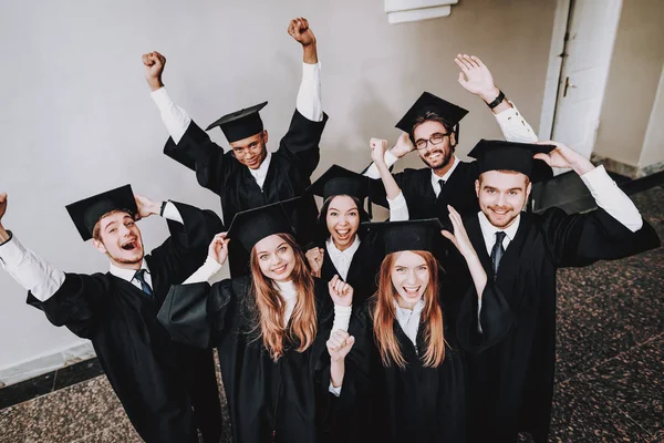 Best Friends Finish Studies Group Young People Graduate Architecture University — Stock Photo, Image