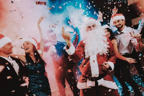 Homem Traje Papai Noel Festa Ano Novo Feliz Ano Novo — Fotografia de Stock