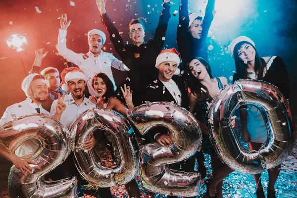 Smiling People Baloons Celebrating New Year Celebrating New Year Young — Stock Photo, Image