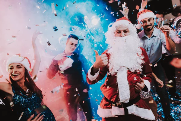 Homem Traje Papai Noel Festa Ano Novo Feliz Ano Novo — Fotografia de Stock