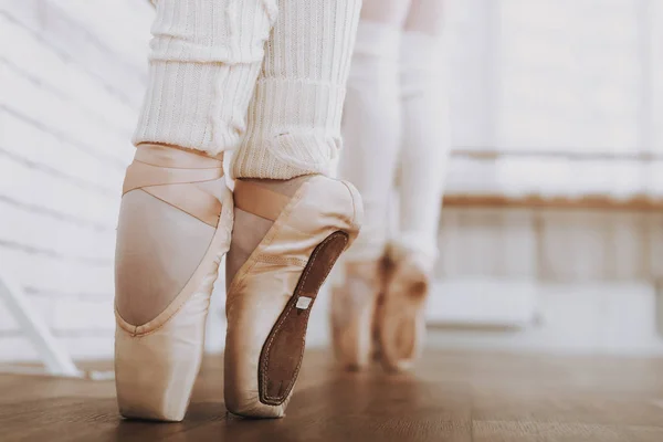 Close Ballet Training Young Girls Indoors Classical Ballet Girl Balerina — Stock Photo, Image