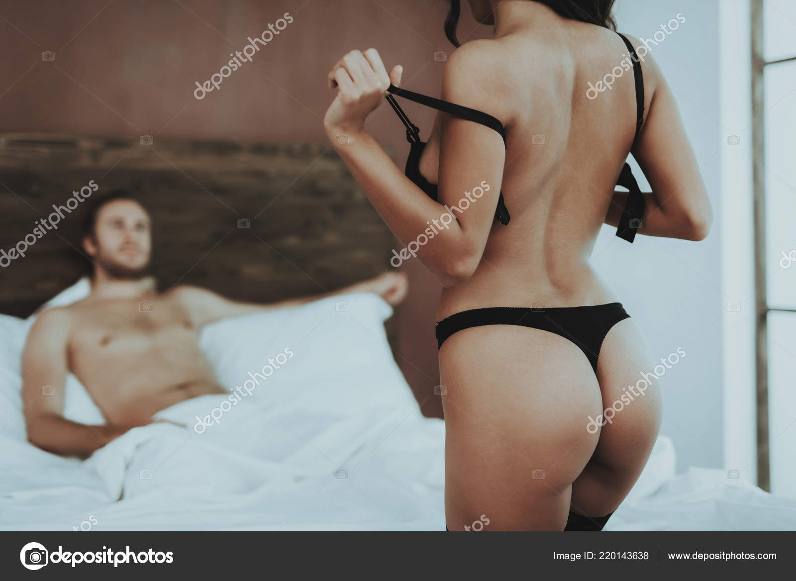 Man Undresses Front Girl Brunette Girl Woman Black Lingerie Woman Stock Photo by ©vadimphoto1@gmail 220143638 picture picture