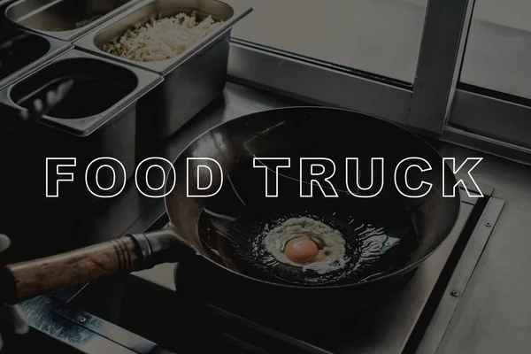 Fideos Chinos Wok Cooking Food Truck Concept Prepárate Para Cena —  Fotos de Stock