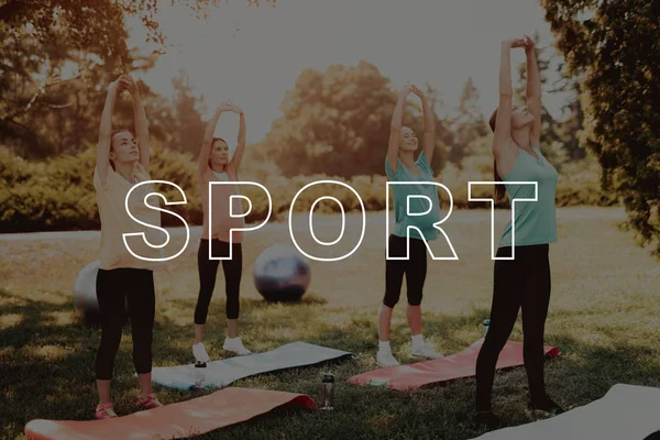 Tapetes Ioga Treinador Parque Exercício Yoga Gravidez Cuidado Com Corpo — Fotografia de Stock