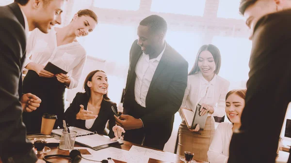 Team Managers Have Conversation Office Meeting Office Modern Office Concept — Stock Photo, Image