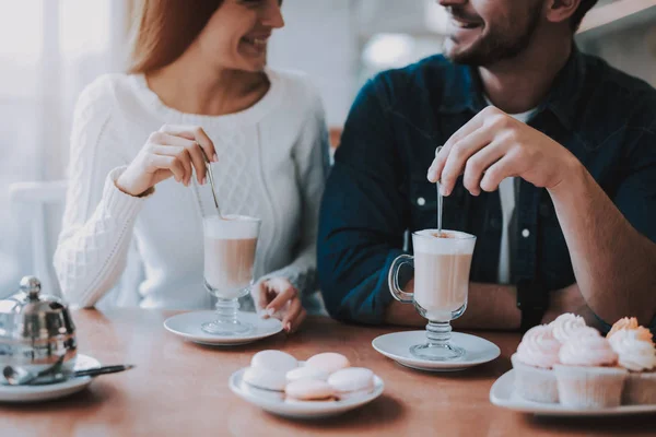 Paar Rusten Cafe Paar Mooie Jonge Man Vrouw Personen Zit — Stockfoto