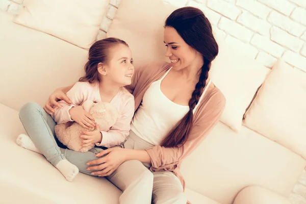 Maman Amuse Avec Fille Enfants Jeux Domicile Repose Toi Chez — Photo