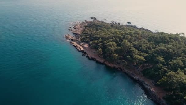 Baía do paraíso de Phaselis. Vista superior do drone aéreo. 4K Faselis paraíso baía drone vista — Vídeo de Stock