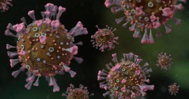 COVID-19 Corona VIrus mikroskop altında 3d illüstrasyon