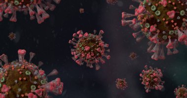 COVID-19 Corona VIrus mikroskop altında 3d illüstrasyon