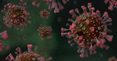 COVID-19 Corona VIrus mikroskop altında 3d illüstrasyon