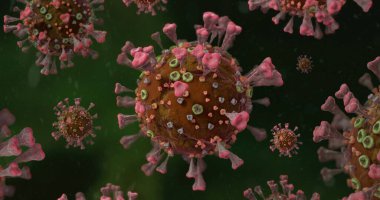 COVID-19 Corona VIrus mikroskop altında 3d illüstrasyon