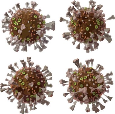 Corona VIrus COVID - Mikroskop altında 19. 3d illüstrasyon, vektör.