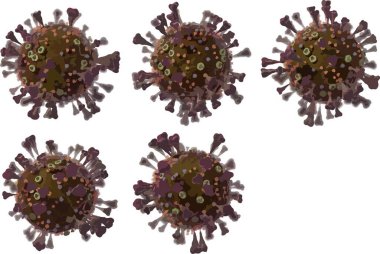 Corona VIrus COVID - Mikroskop altında 19. 3d illüstrasyon, vektör.